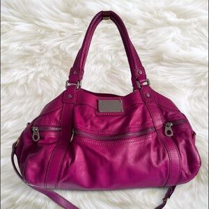 Iconic 2009 Fuchsia Marc by Marc Jacobs Strippy Zippy Groovee Satchel